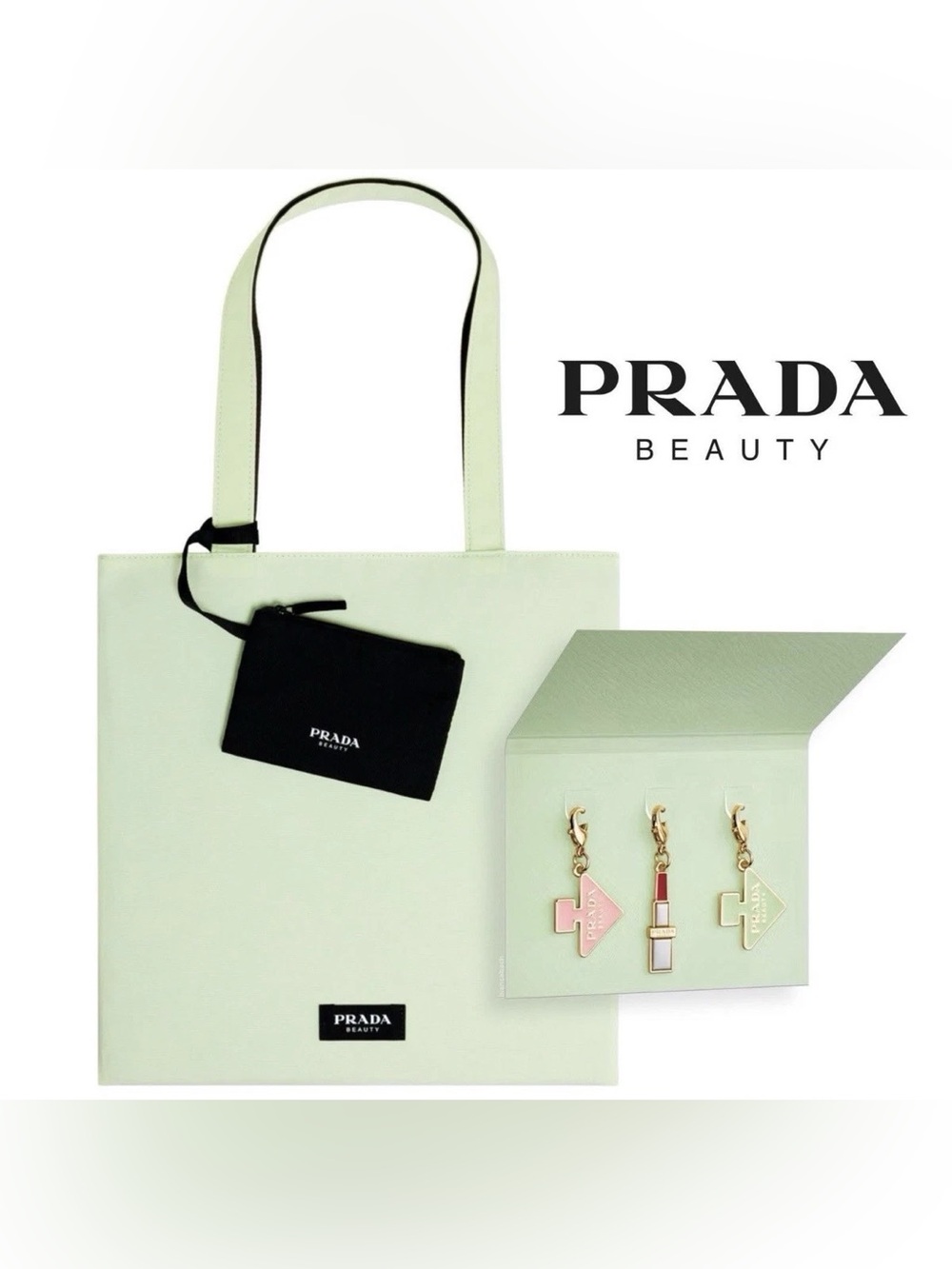 LIKE NEW PRADA BEAUTY Paradoxe Perfume Lipstick Charms Accessories Key Ring Set - Picture 9 of 9